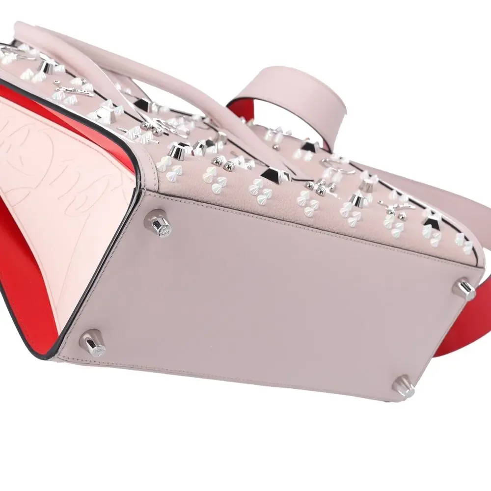Christian Louboutin Paloma Studded Medium Tote Light Pink Leather